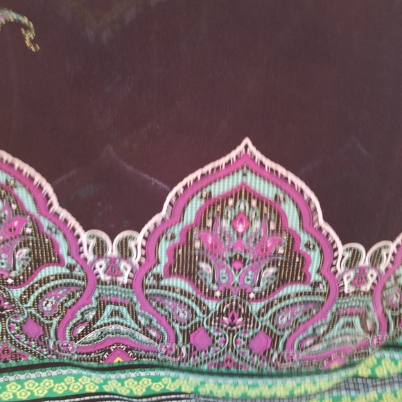 Maxi Aztec Dress Alyn Paige medium ladies Colorful Black Blue Long V neck open - Picture 4 of 13